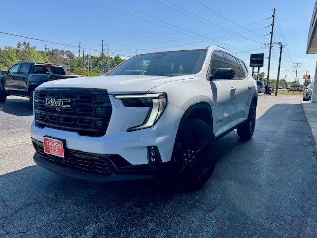 2026 GMC Acadia Elevation in Glacier White Tricoat — front three-quarter view
